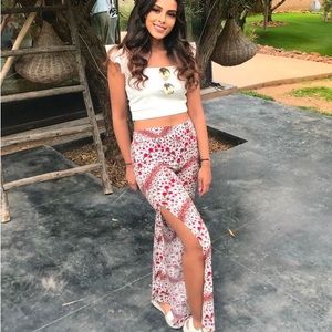 H&M Floral Flowy Cotton Side High Split Pants Size 27